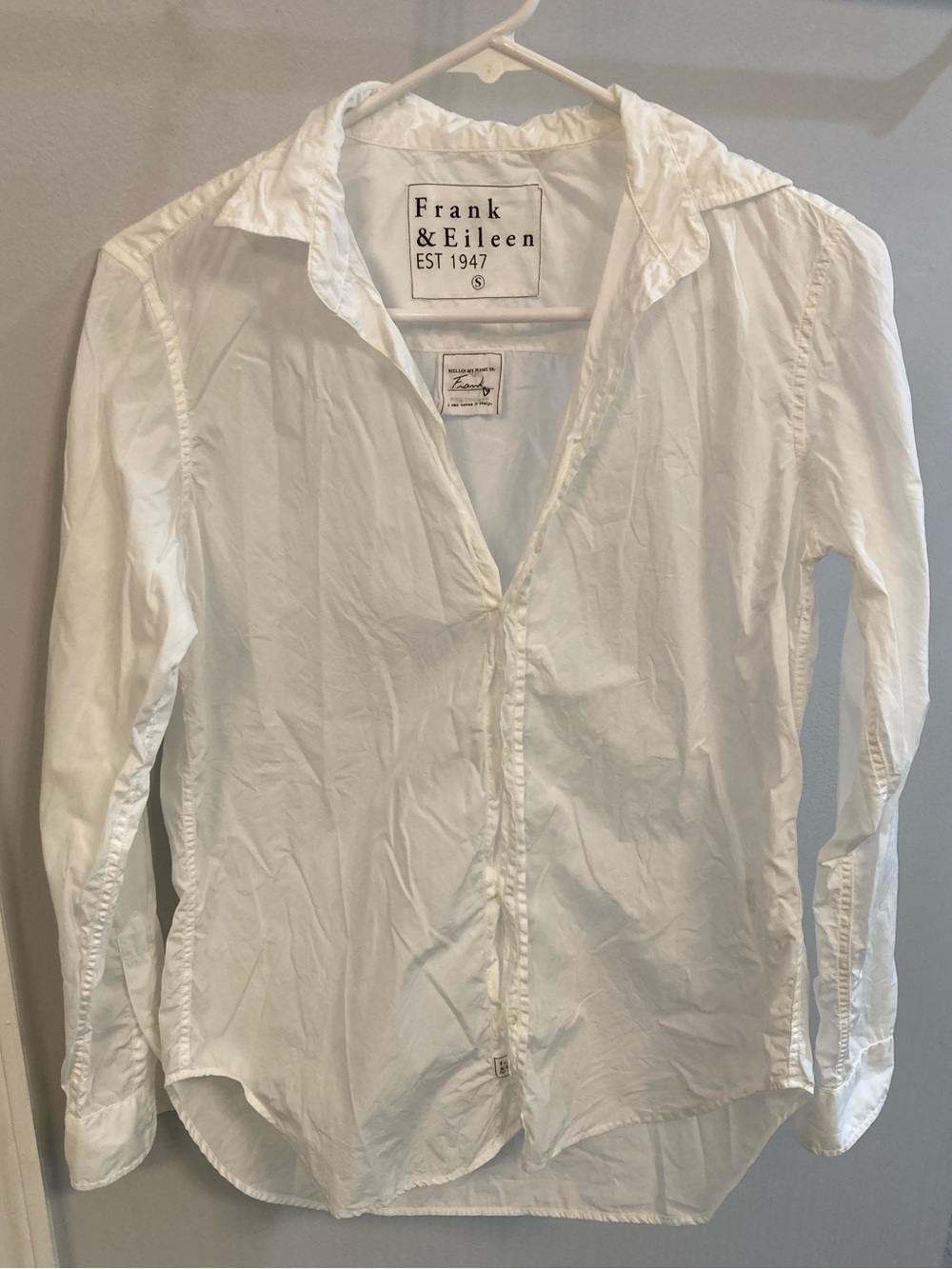 Frank & Eileen FRANK Button Up Shirt S Crisp White Italian Poplin Preppy Spring - Picture 1 of 7